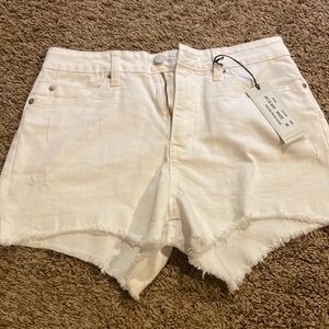 high rise white jean shorts BRAND NEW